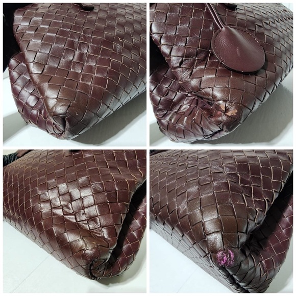 SOLD***Authentic BOTTEGA VENETA Nappa Intrecciato Small Roma Tote Bag Burgundy - Picture 13 of 16